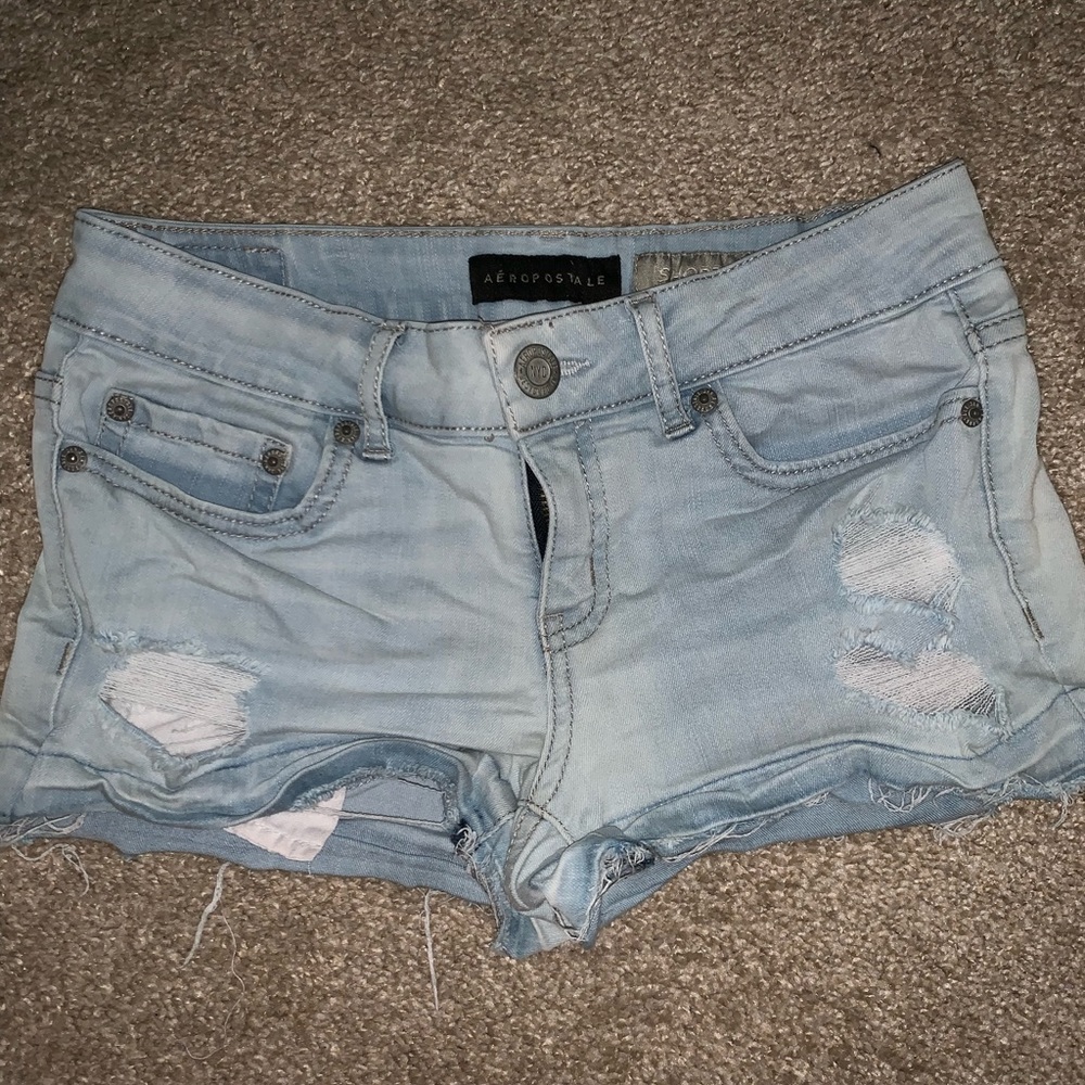 Aeropostale light washed ripped jean shorts